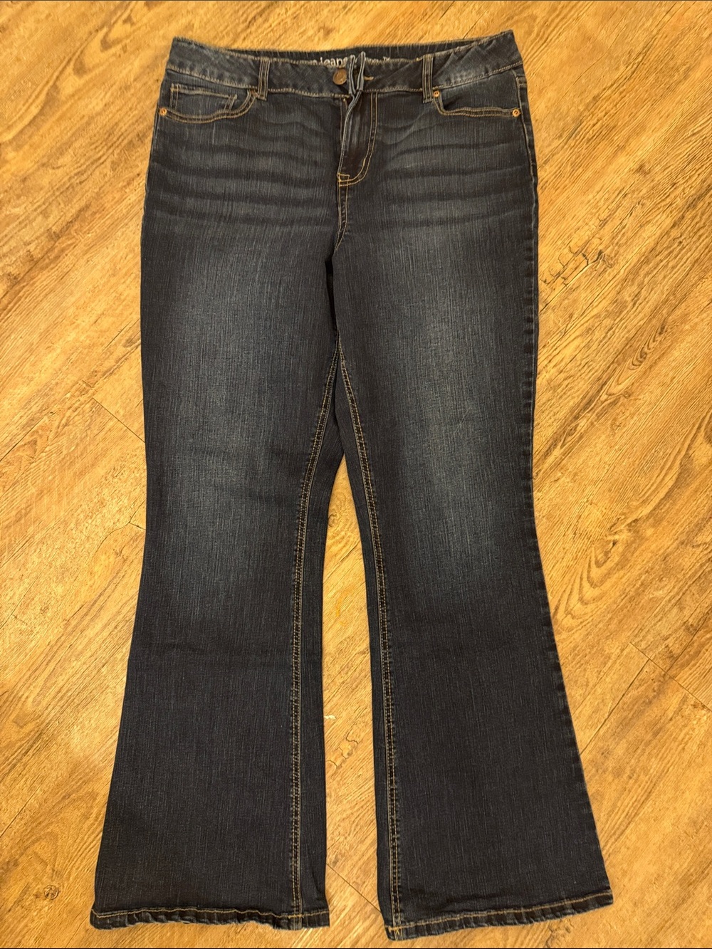 Maurices Dark Indigo Flare Jeans with Contrast Stitching